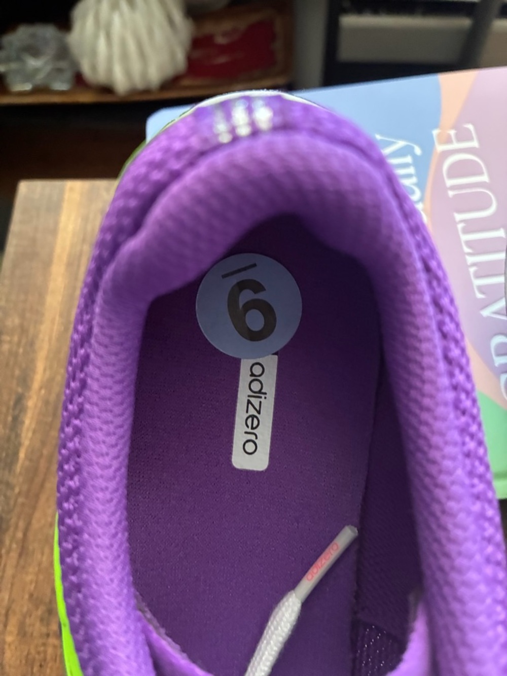 Adidas Adizero Aruku /Active Purple Solar Green" colorway / Women Size 9 / NWT - Picture 11 of 12